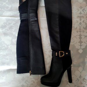 EUC Italina black platform knee-high boots